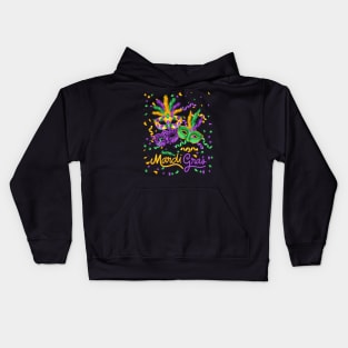 Mardi Gras Masquerade Mask Bead Parade Women Men Kids Kids Hoodie